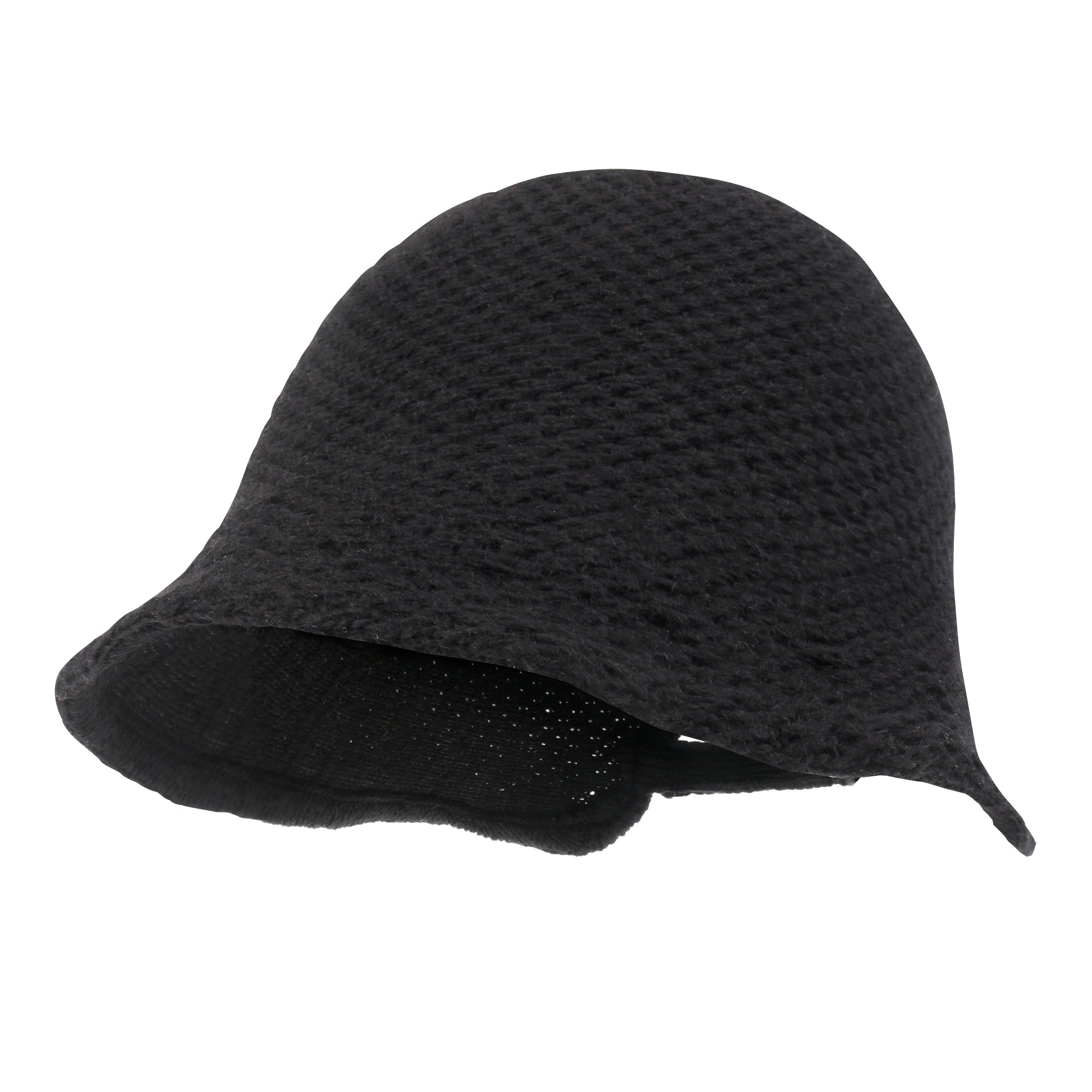 Crochet Asymmetrical Brim Wool Blended Bucket Hook And Loop Winter Hat