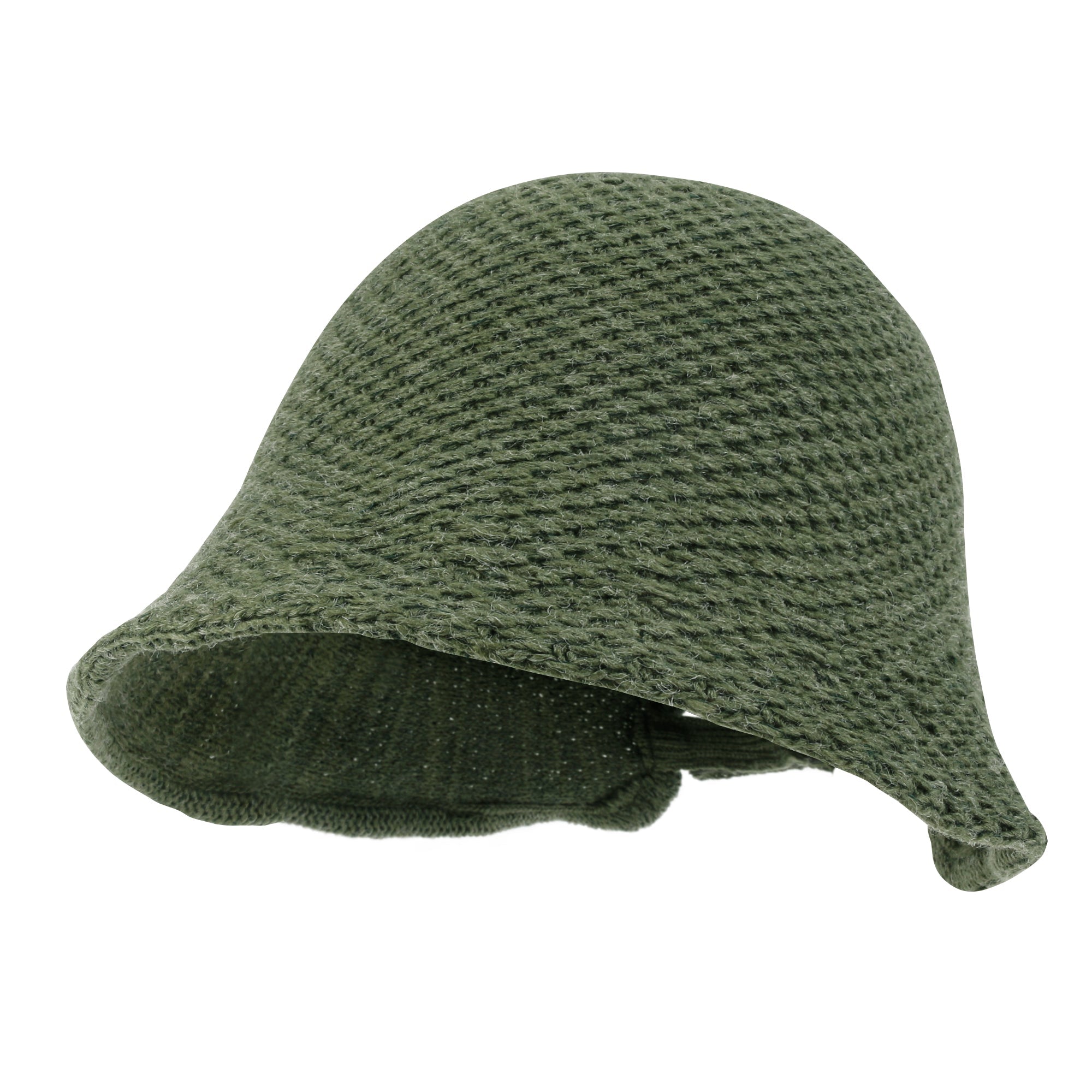 Crochet Asymmetrical Brim Wool Blended Bucket Hook And Loop Winter Hat