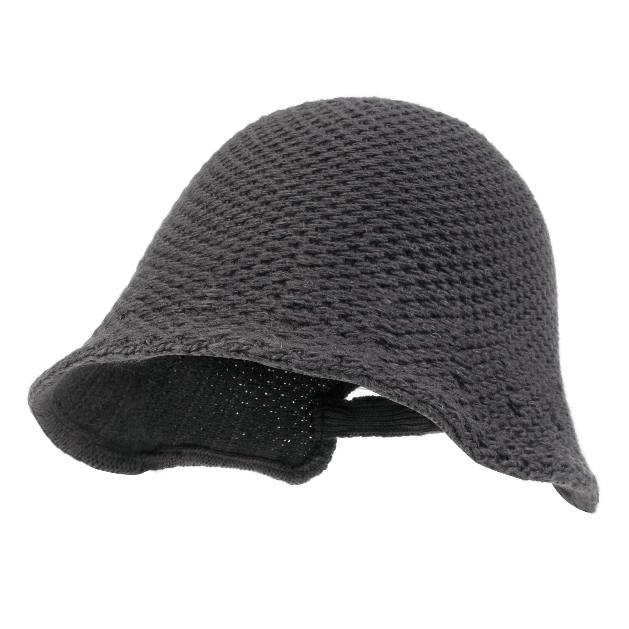 Crochet Asymmetrical Brim Wool Blended Bucket Hook And Loop Winter Hat