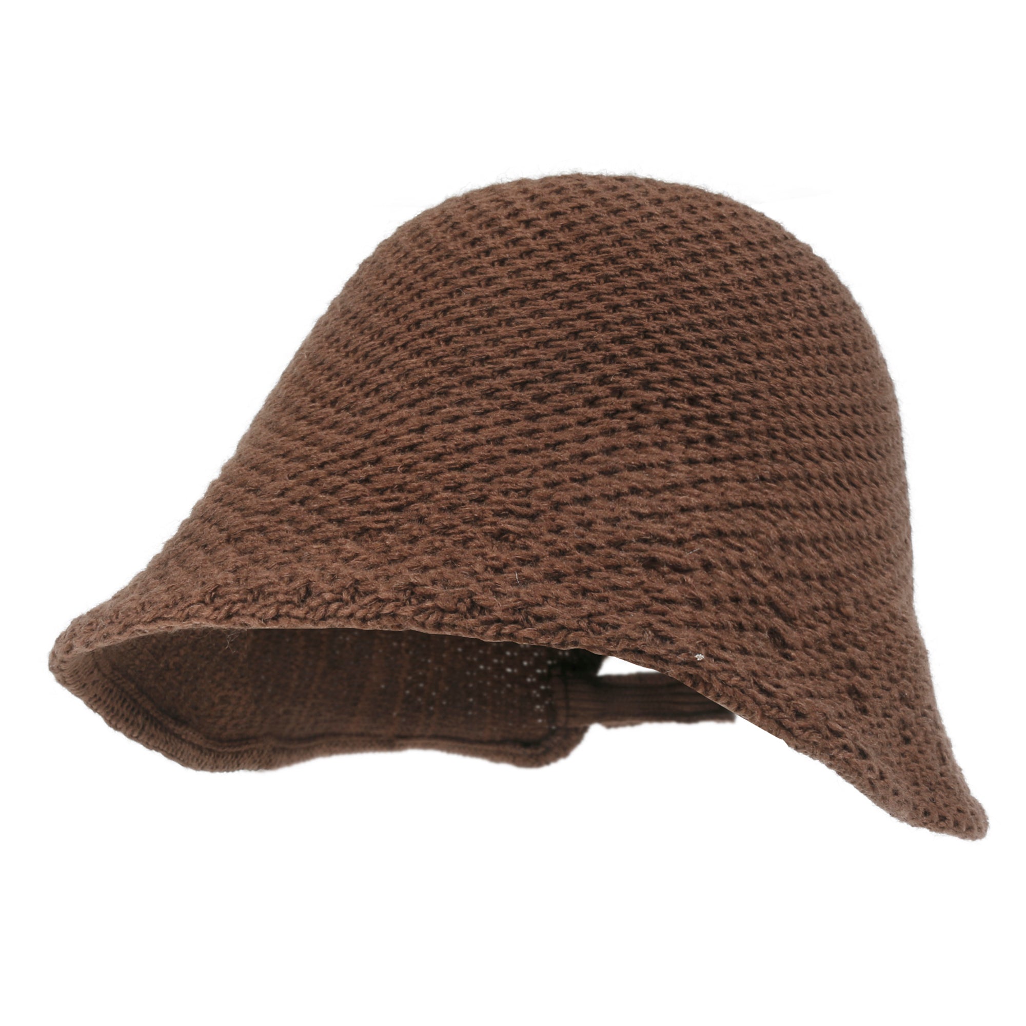 Crochet Asymmetrical Brim Wool Blended Bucket Hook And Loop Winter Hat
