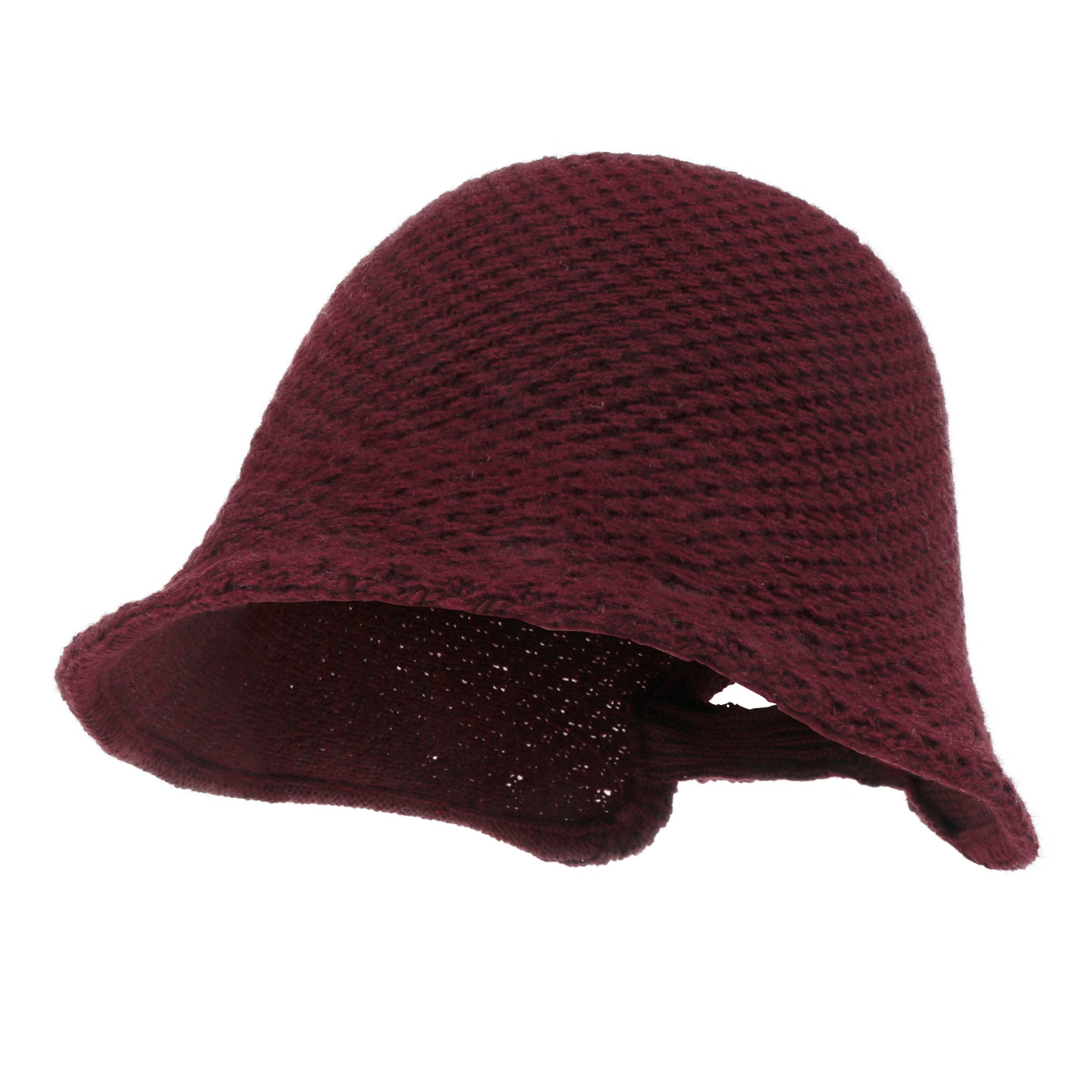 Crochet Asymmetrical Brim Wool Blended Bucket Hook And Loop Winter Hat