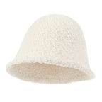Bell Shape Knitted Sherpa Fur Bucket Hat Soft Winter Fedora Hat