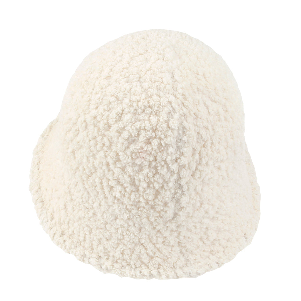Bell Shape Knitted Sherpa Fur Bucket Hat Soft Winter Fedora Hat
