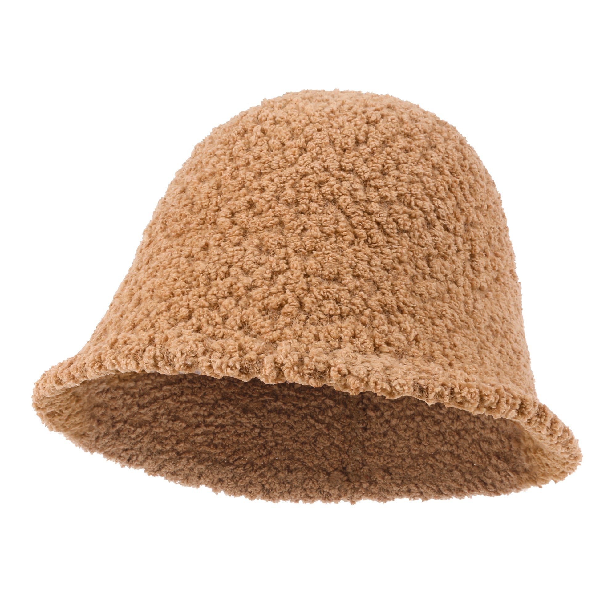 Bell Shape Knitted Sherpa Fur Bucket Hat Soft Winter Fedora Hat