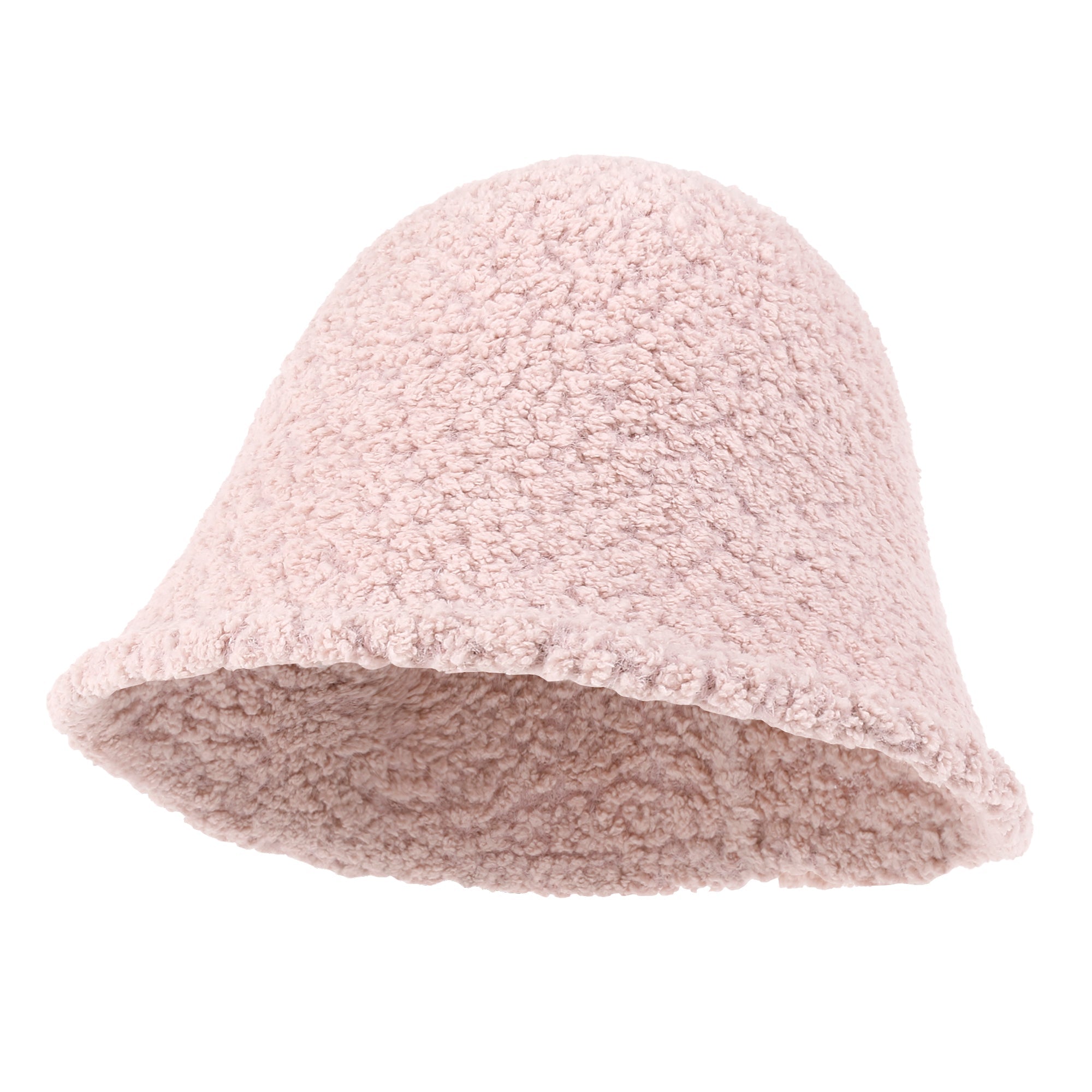 Bell Shape Knitted Sherpa Fur Bucket Hat Soft Winter Fedora Hat