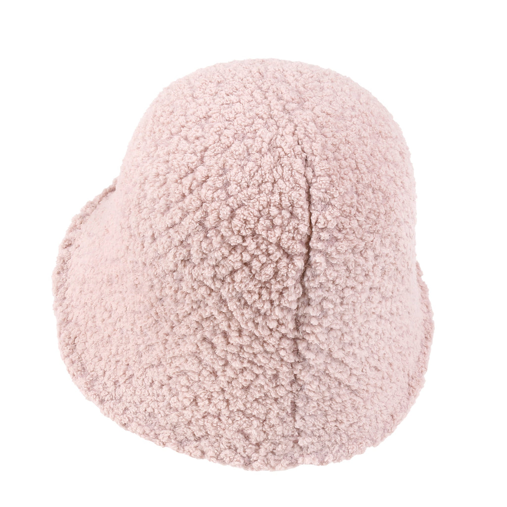 Bell Shape Knitted Sherpa Fur Bucket Hat Soft Winter Fedora Hat