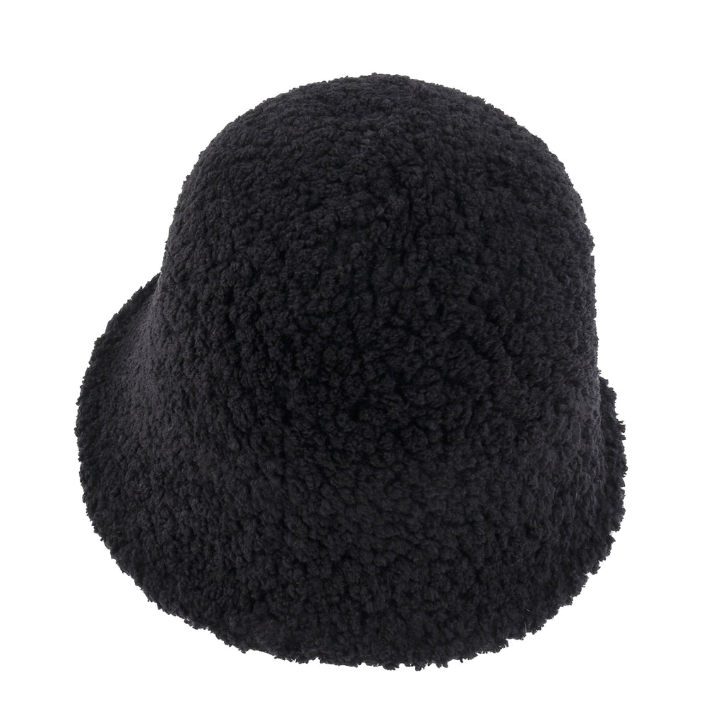 Bell Shape Knitted Sherpa Fur Bucket Hat Soft Winter Fedora Hat