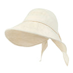 Solid Color Feminine Sun Bonnet Hat Ribbon Back Classic Bucket Hat
