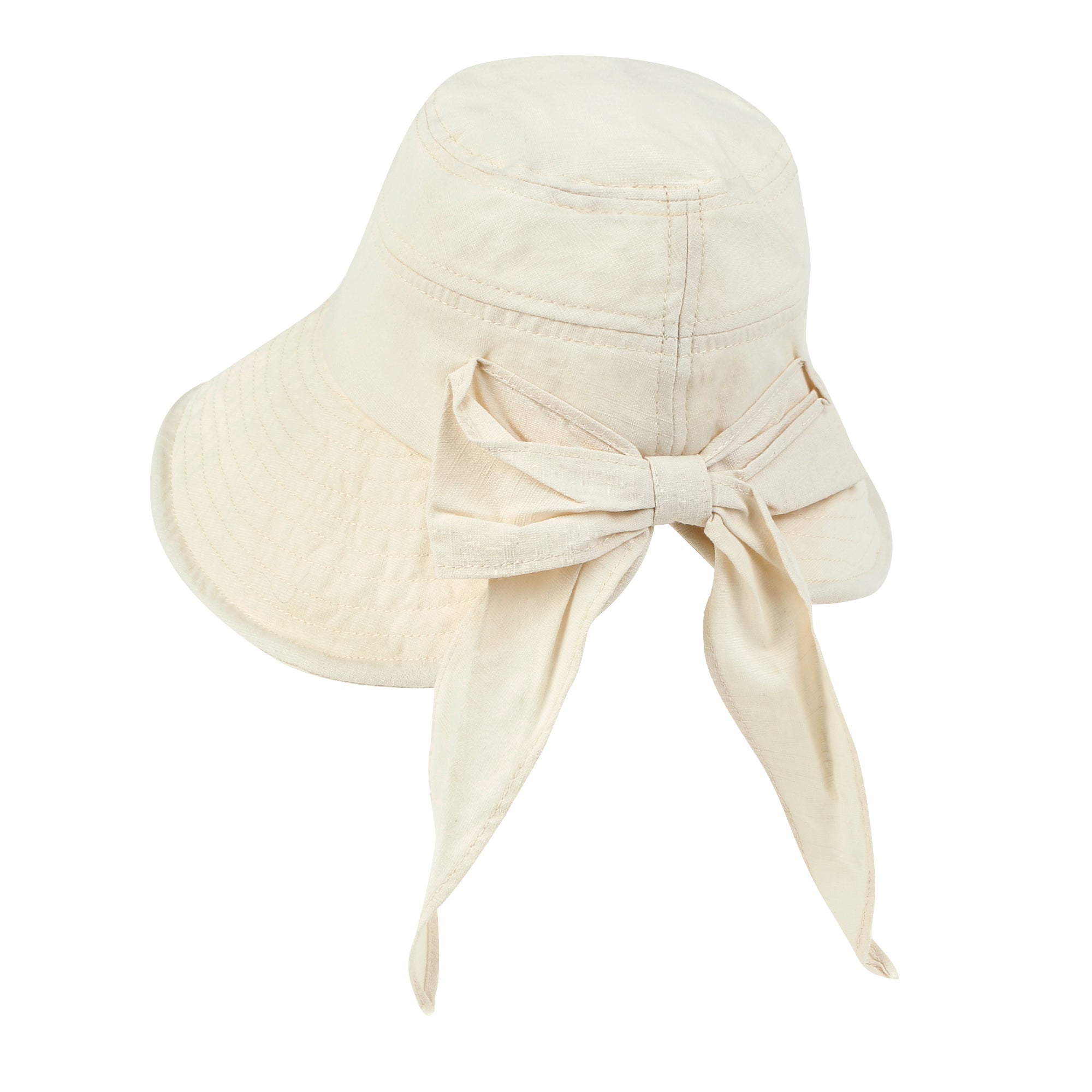 Solid Color Feminine Sun Bonnet Hat Ribbon Back Classic Bucket Hat