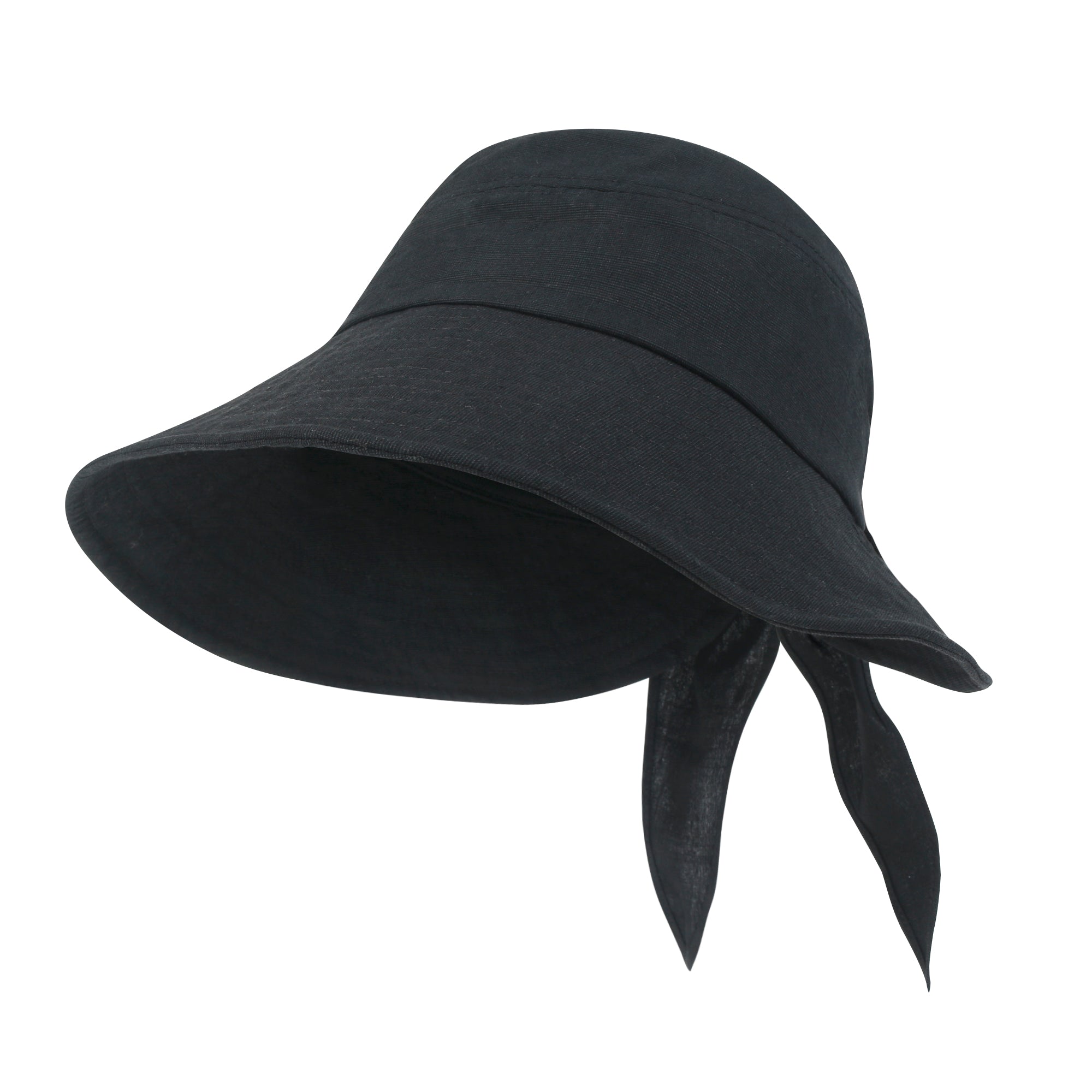 Solid Color Feminine Sun Bonnet Hat Ribbon Back Classic Bucket Hat