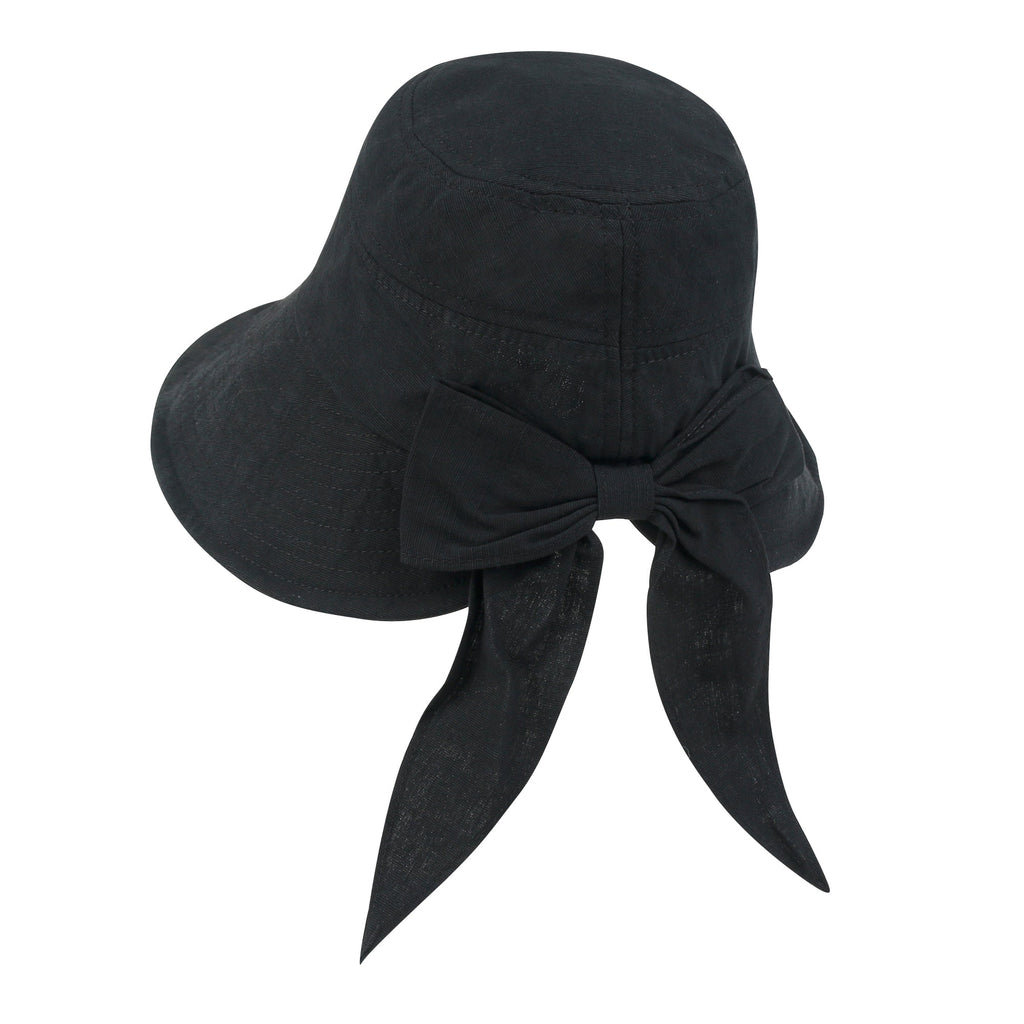 Solid Color Feminine Sun Bonnet Hat Ribbon Back Classic Bucket Hat