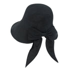 Solid Color Feminine Sun Bonnet Hat Ribbon Back Classic Bucket Hat