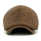Faux Leather Flat Cap Vintage Cabbie Hat Gatsby Ivy Irish Hunting Newsboy Stretch-fit