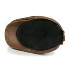 Faux Leather Flat Cap Vintage Cabbie Hat Gatsby Ivy Irish Hunting Newsboy Stretch-fit