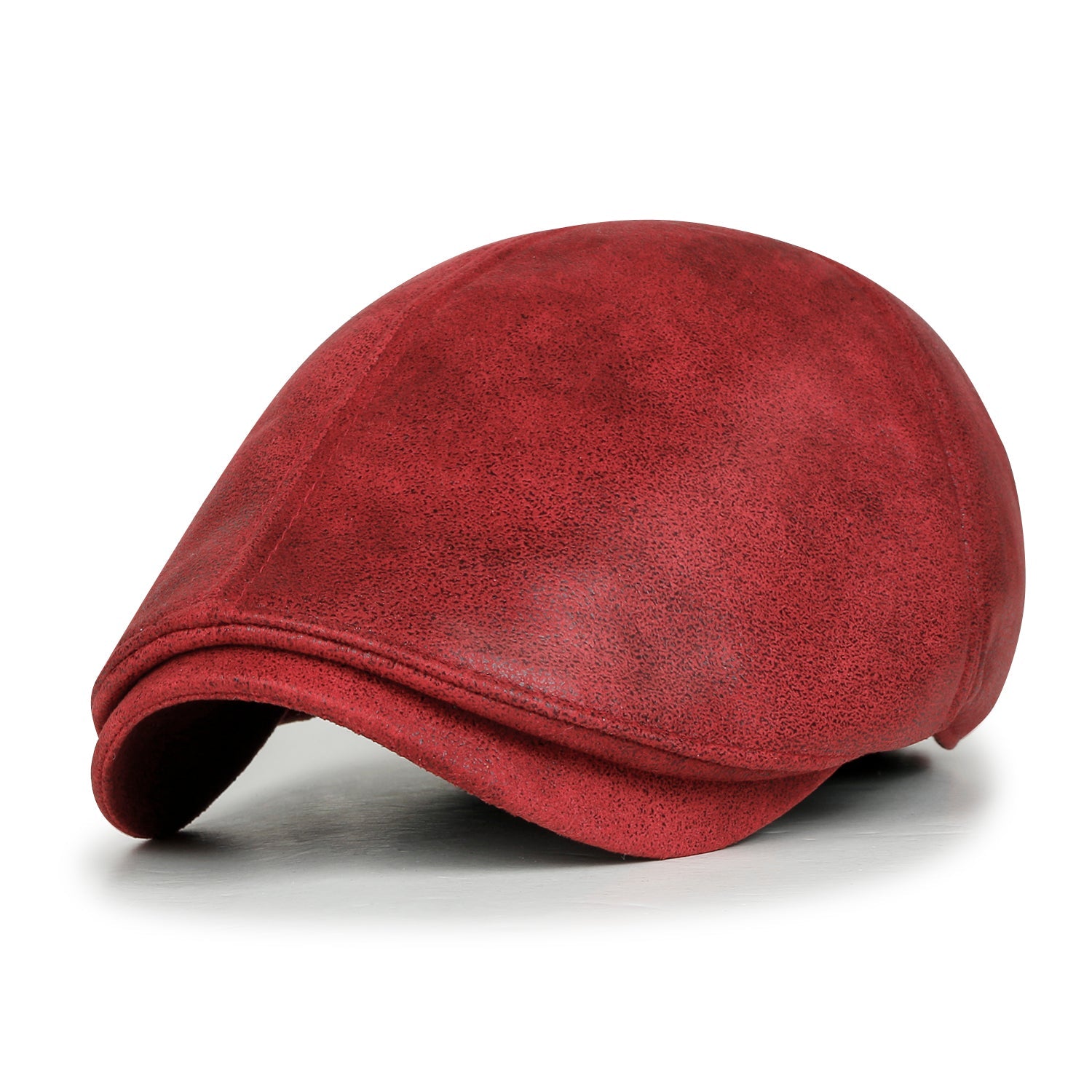 Faux Leather Flat Cap Vintage Cabbie Hat Gatsby Ivy Irish Hunting Newsboy Stretch-fit