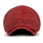 Faux Leather Flat Cap Vintage Cabbie Hat Gatsby Ivy Irish Hunting Newsboy Stretch-fit
