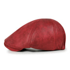 Faux Leather Flat Cap Vintage Cabbie Hat Gatsby Ivy Irish Hunting Newsboy Stretch-fit