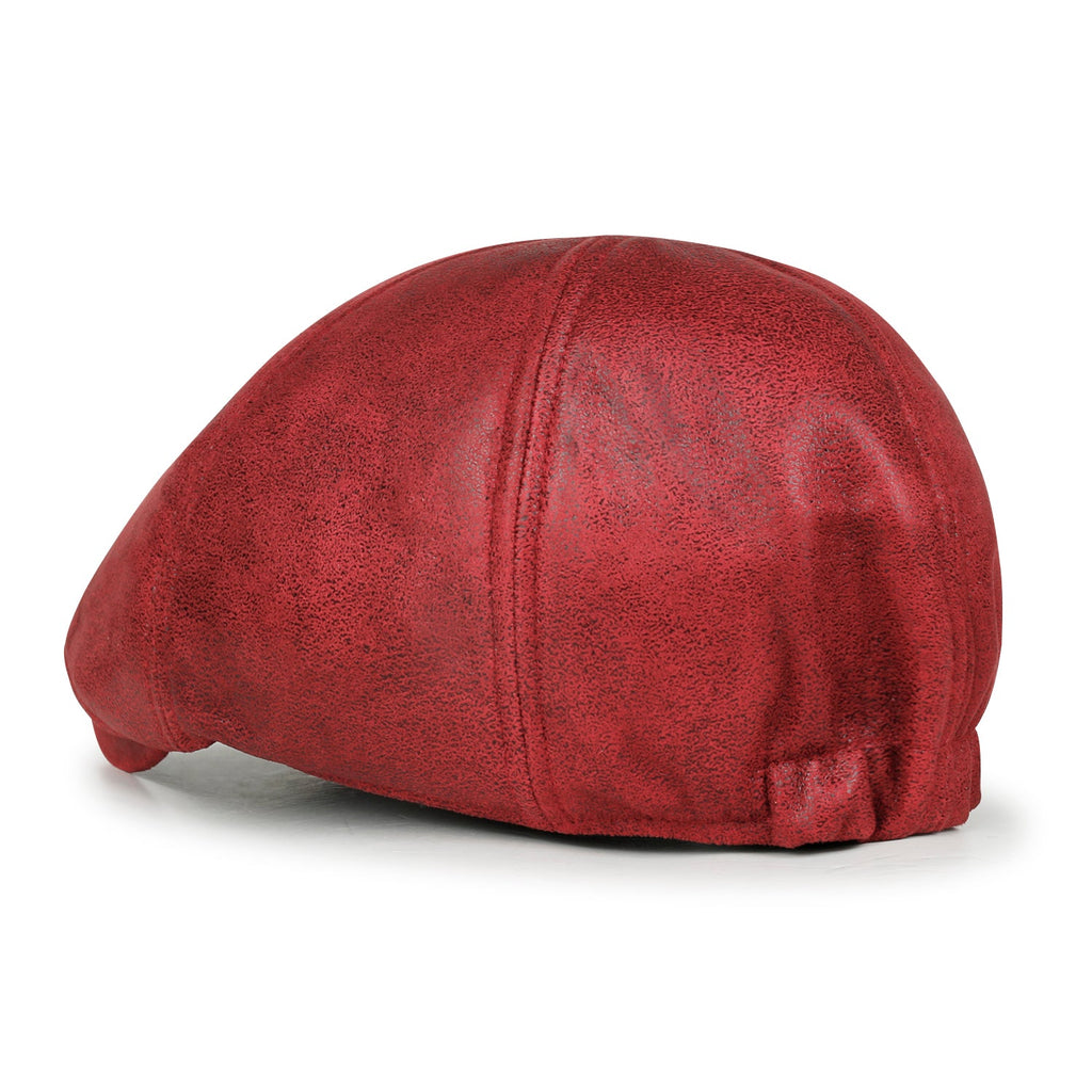 Faux Leather Flat Cap Vintage Cabbie Hat Gatsby Ivy Irish Hunting Newsboy Stretch-fit