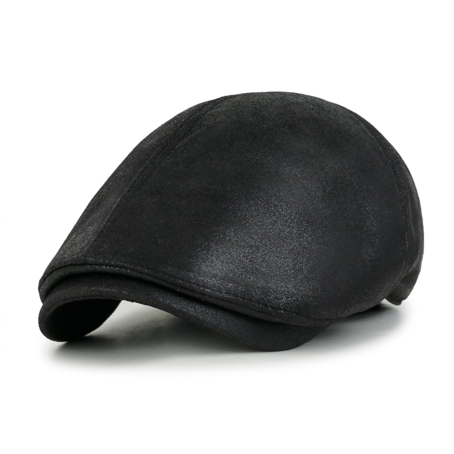 Faux Leather Flat Cap Vintage Cabbie Hat Gatsby Ivy Irish Hunting Newsboy Stretch-fit