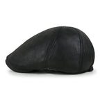 Faux Leather Flat Cap Vintage Cabbie Hat Gatsby Ivy Irish Hunting Newsboy Stretch-fit