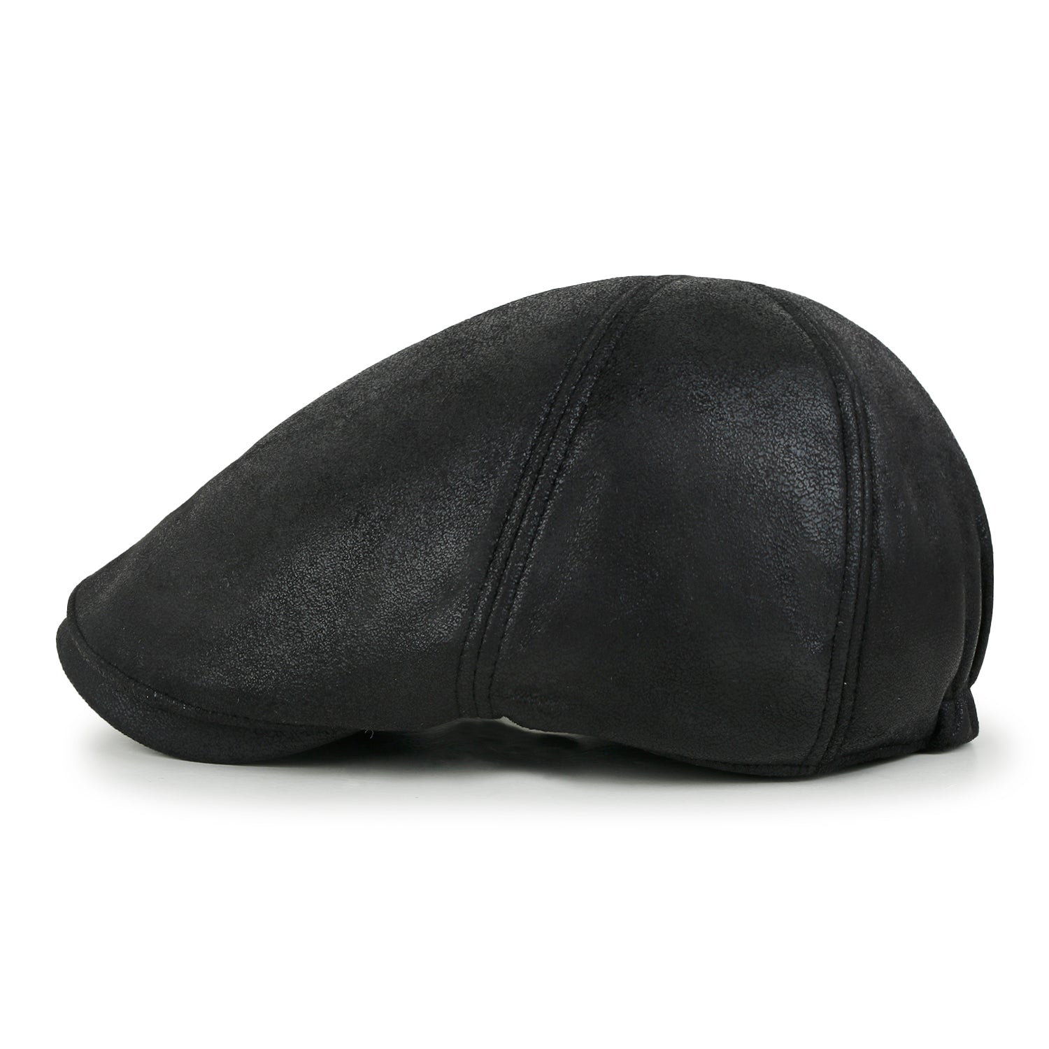Faux Leather Flat Cap Vintage Cabbie Hat Gatsby Ivy Irish Hunting Newsboy Stretch-fit