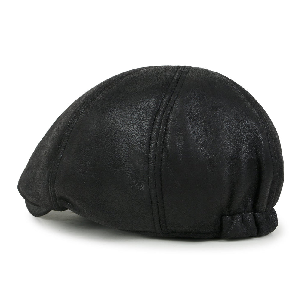 Faux Leather Flat Cap Vintage Cabbie Hat Gatsby Ivy Irish Hunting Newsboy Stretch-fit
