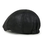 Faux Leather Flat Cap Vintage Cabbie Hat Gatsby Ivy Irish Hunting Newsboy Stretch-fit