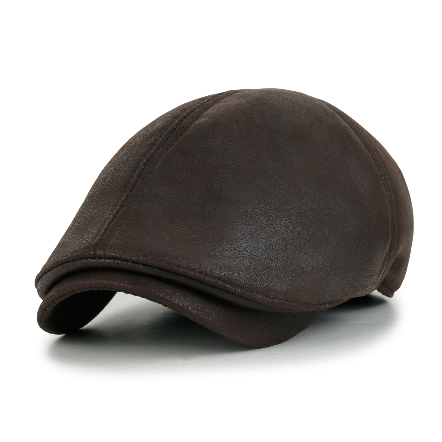 Faux Leather Flat Cap Vintage Cabbie Hat Gatsby Ivy Irish Hunting Newsboy Stretch-fit