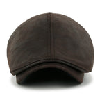 Faux Leather Flat Cap Vintage Cabbie Hat Gatsby Ivy Irish Hunting Newsboy Stretch-fit