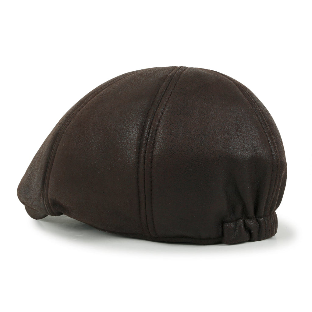 Faux Leather Flat Cap Vintage Cabbie Hat Gatsby Ivy Irish Hunting Newsboy Stretch-fit
