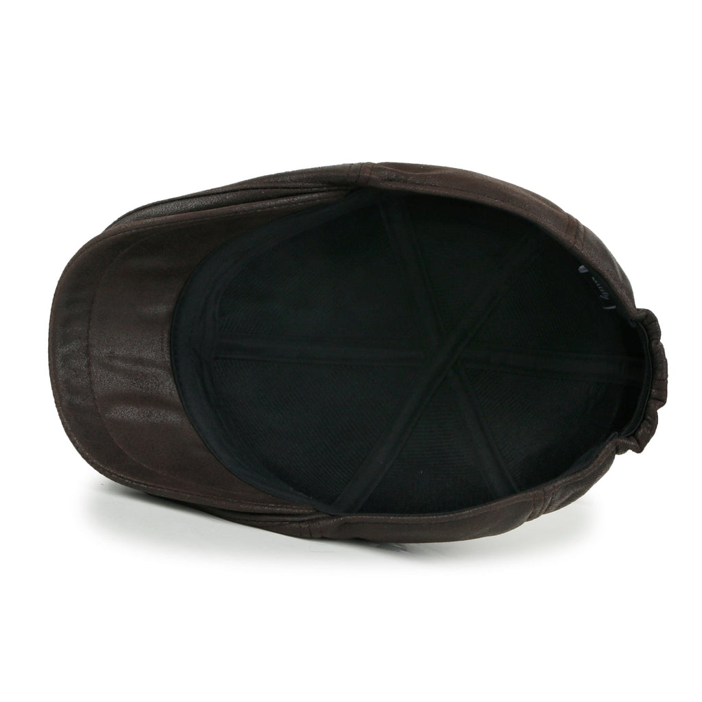 Faux Leather Flat Cap Vintage Cabbie Hat Gatsby Ivy Irish Hunting Newsboy Stretch-fit