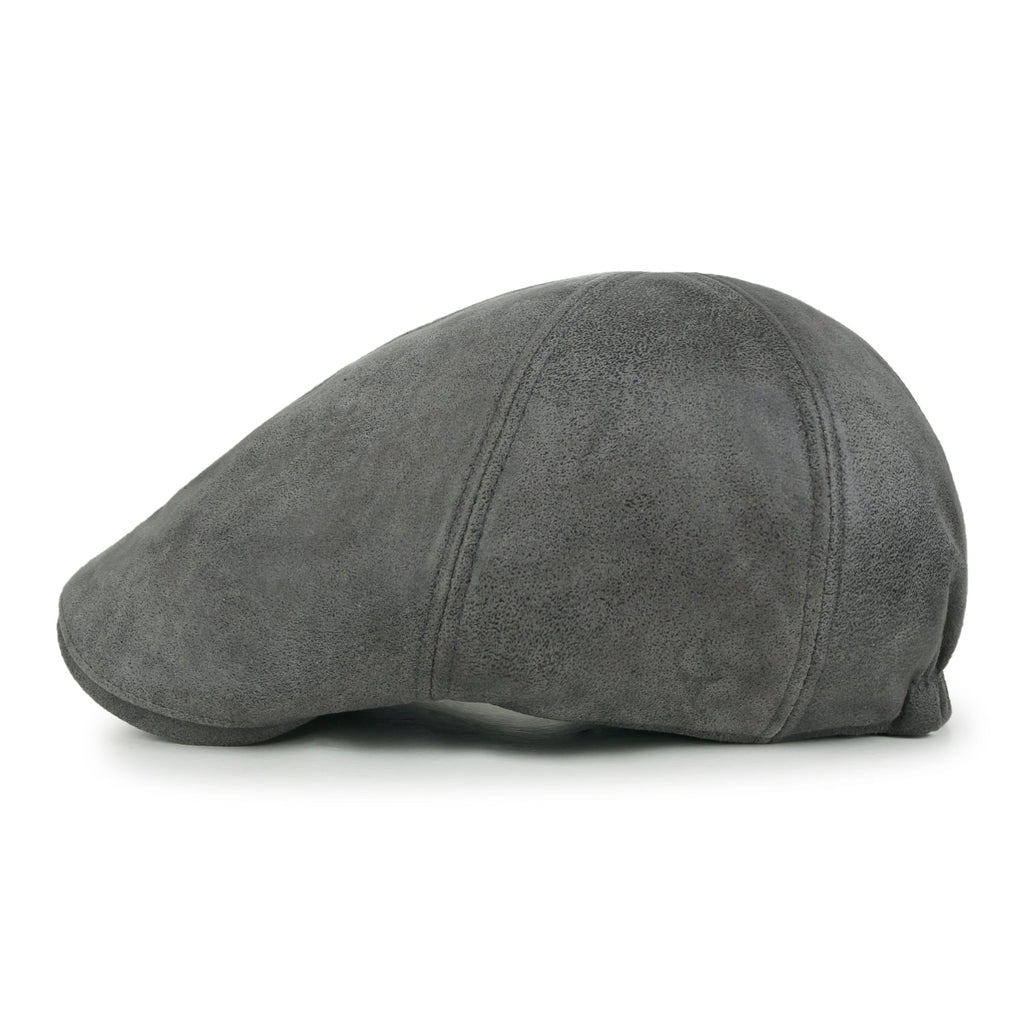 Faux Leather Flat Cap Vintage Cabbie Hat Gatsby Ivy Irish Hunting Newsboy Stretch-fit