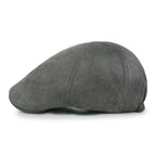 Faux Leather Flat Cap Vintage Cabbie Hat Gatsby Ivy Irish Hunting Newsboy Stretch-fit