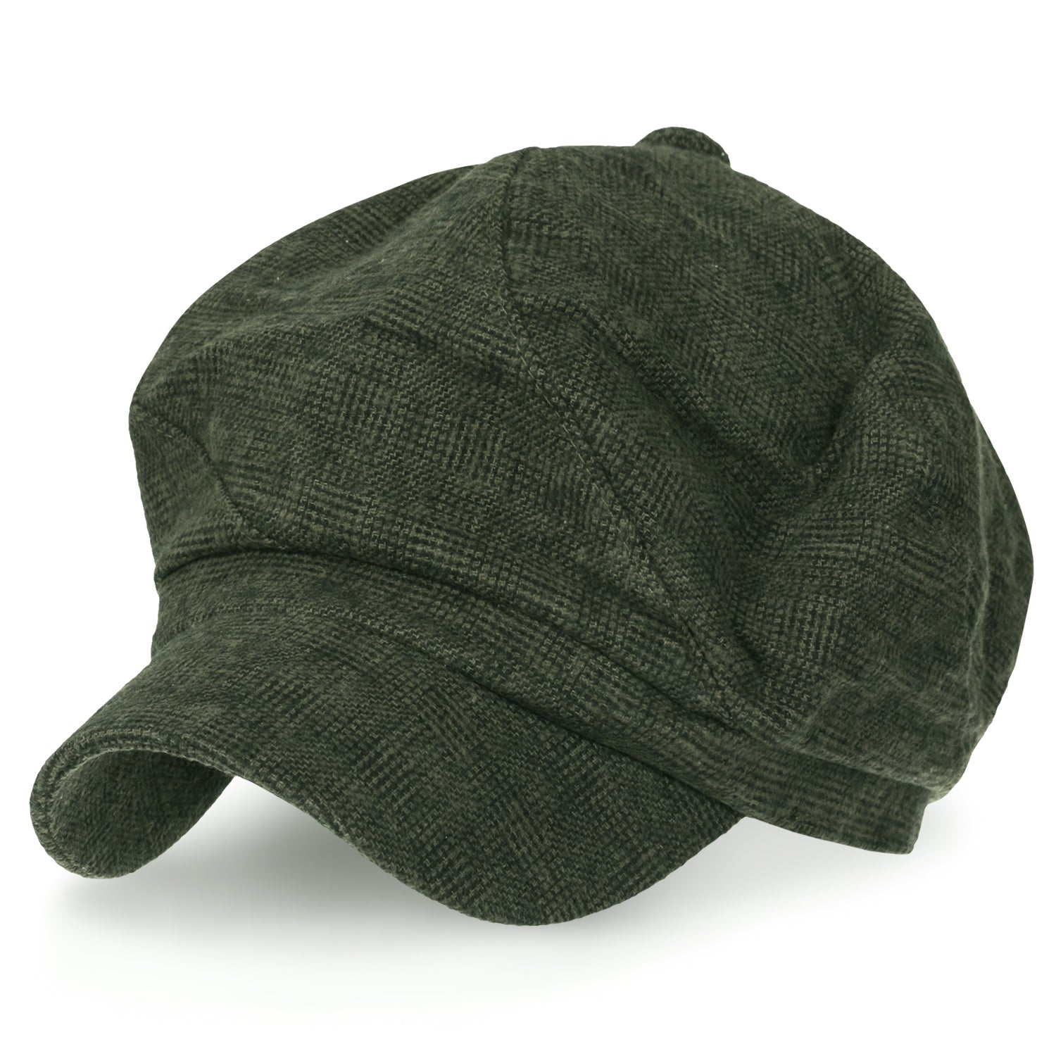 6-Pannel District Check Newsboy Cabbie Cap Wool Duck Bill Hunting Hat