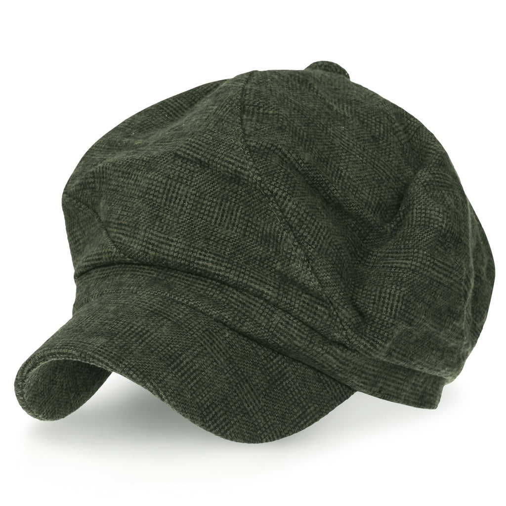 6-Pannel District Check Newsboy Cabbie Cap Wool Duck Bill Hunting Hat