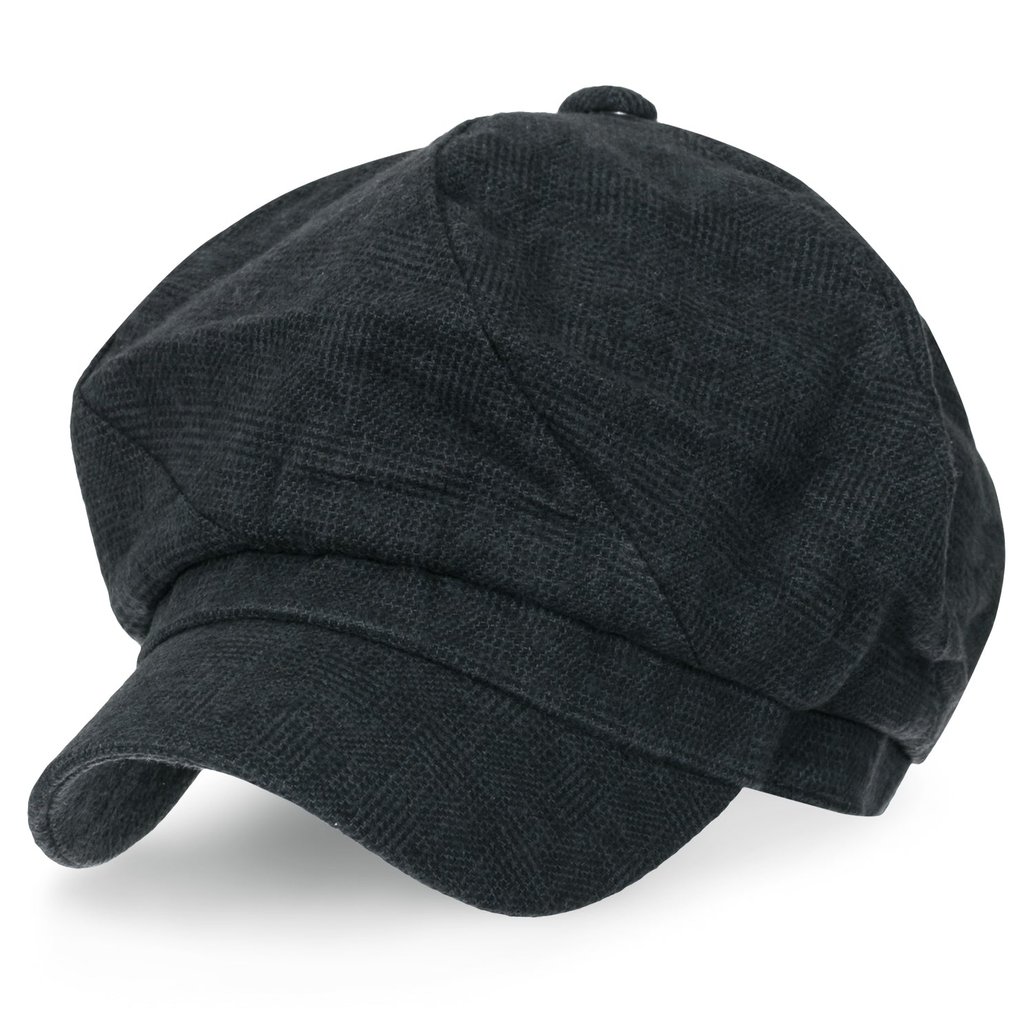 6-Pannel District Check Newsboy Cabbie Cap Wool Duck Bill Hunting Hat
