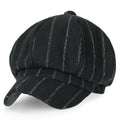 8-Pannel Wool-Blend Newsboy Cabbie Cap Stripe Duck Bill Flat Hunting Hat