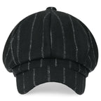 8-Pannel Wool-Blend Newsboy Cabbie Cap Stripe Duck Bill Flat Hunting Hat