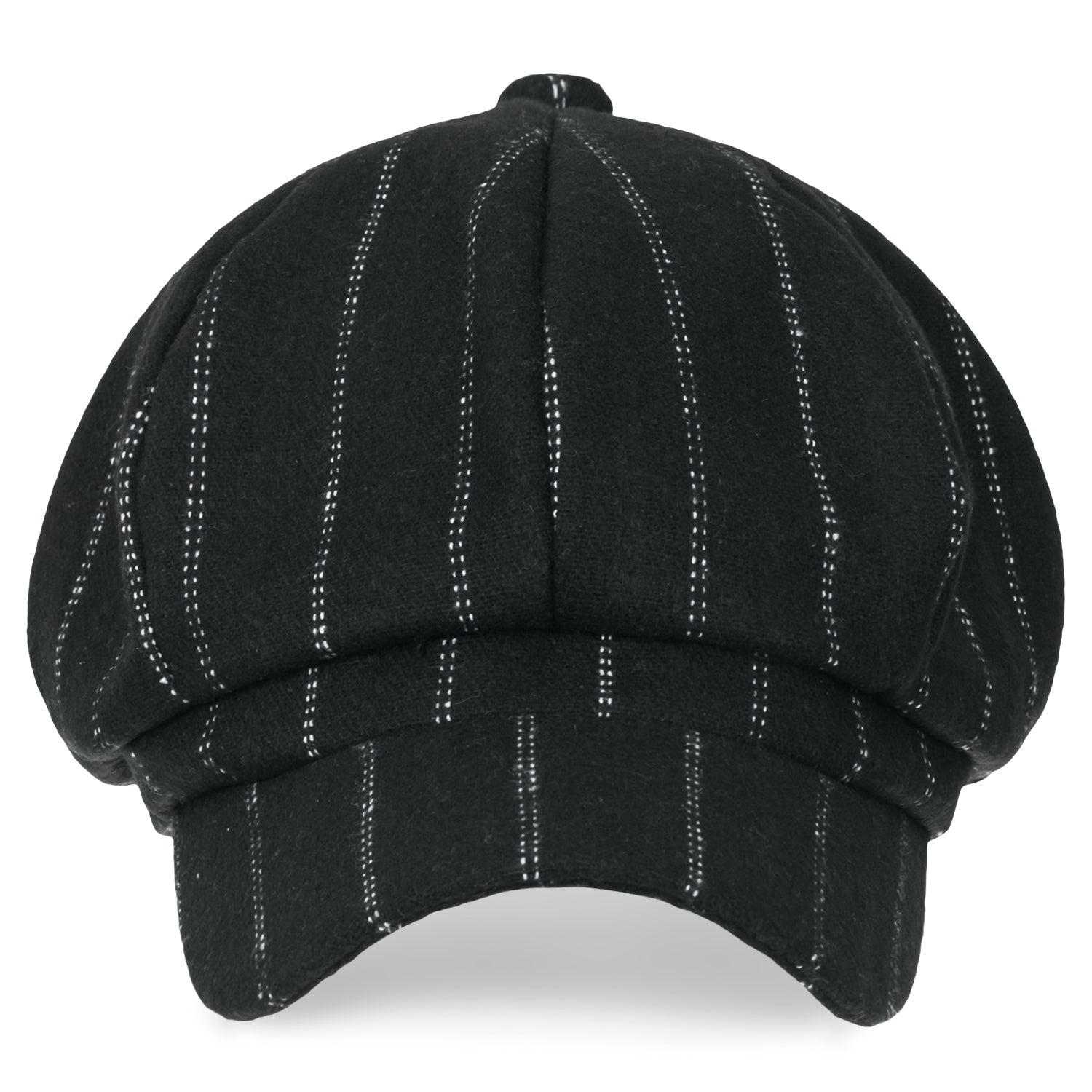8-Pannel Wool-Blend Newsboy Cabbie Cap Stripe Duck Bill Flat Hunting Hat
