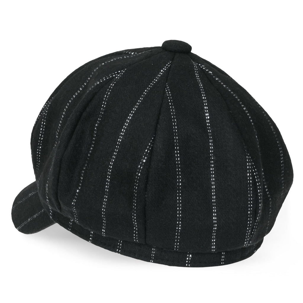 8-Pannel Wool-Blend Newsboy Cabbie Cap Stripe Duck Bill Flat Hunting Hat