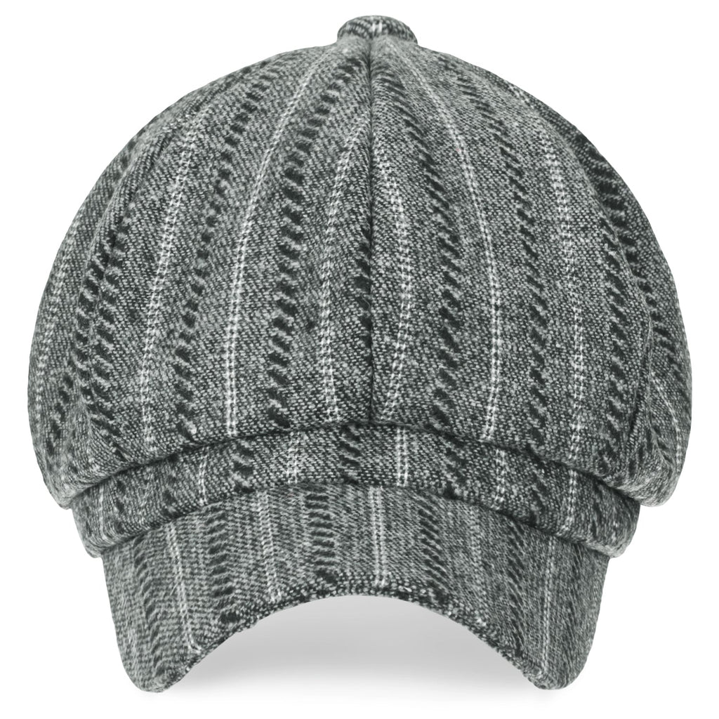 8-Pannel Wool-Blend Newsboy Cabbie Cap Stripe Duck Bill Flat Hunting Hat
