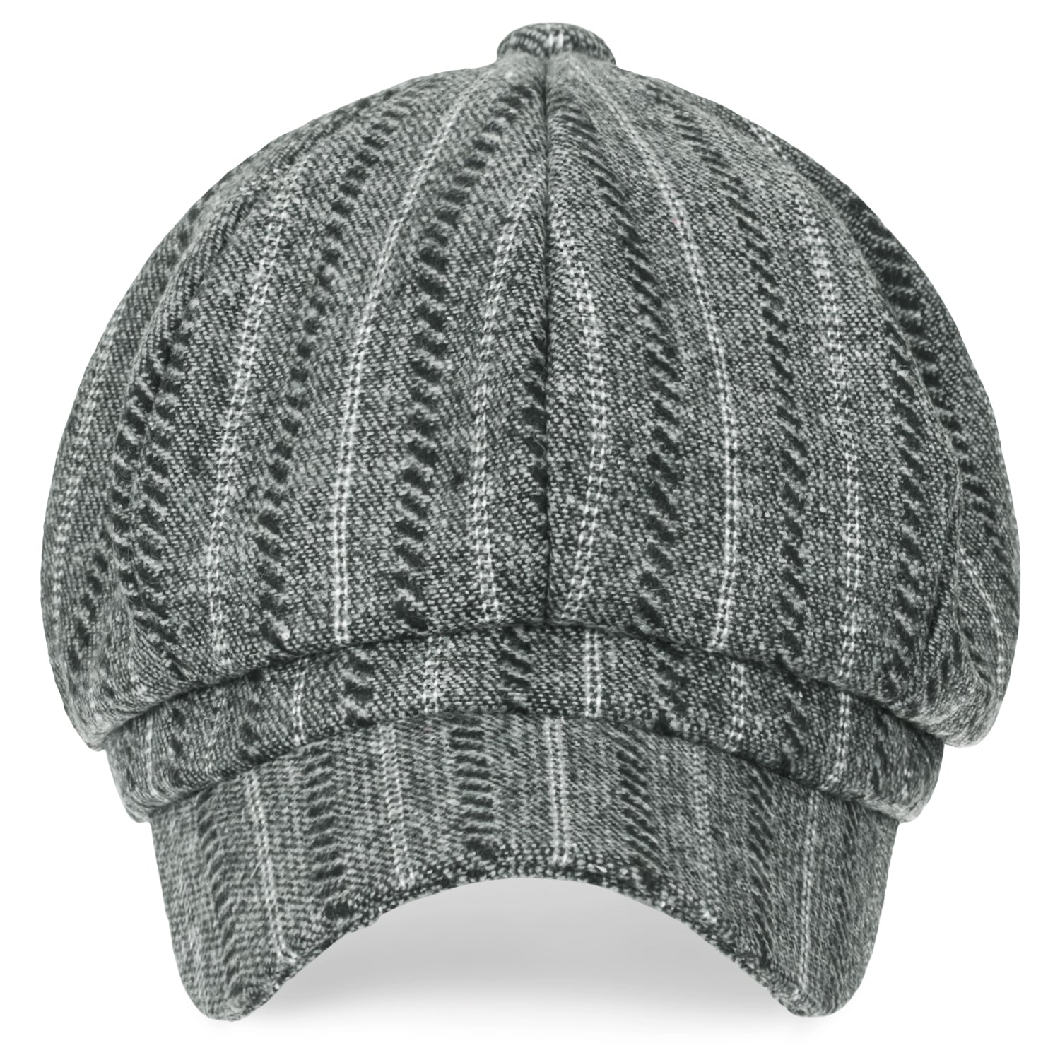8-Pannel Wool-Blend Newsboy Cabbie Cap Stripe Duck Bill Flat Hunting Hat