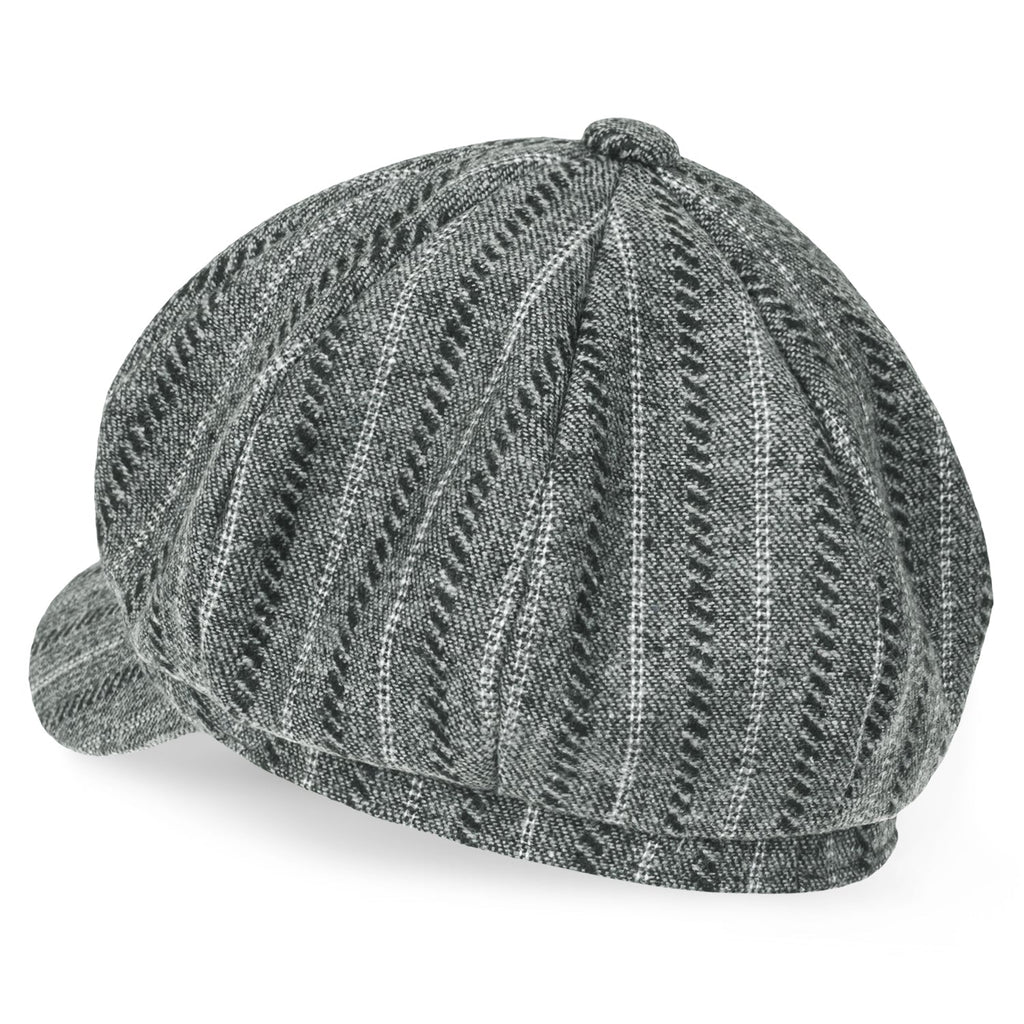 8-Pannel Wool-Blend Newsboy Cabbie Cap Stripe Duck Bill Flat Hunting Hat