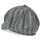 8-Pannel Wool-Blend Newsboy Cabbie Cap Stripe Duck Bill Flat Hunting Hat