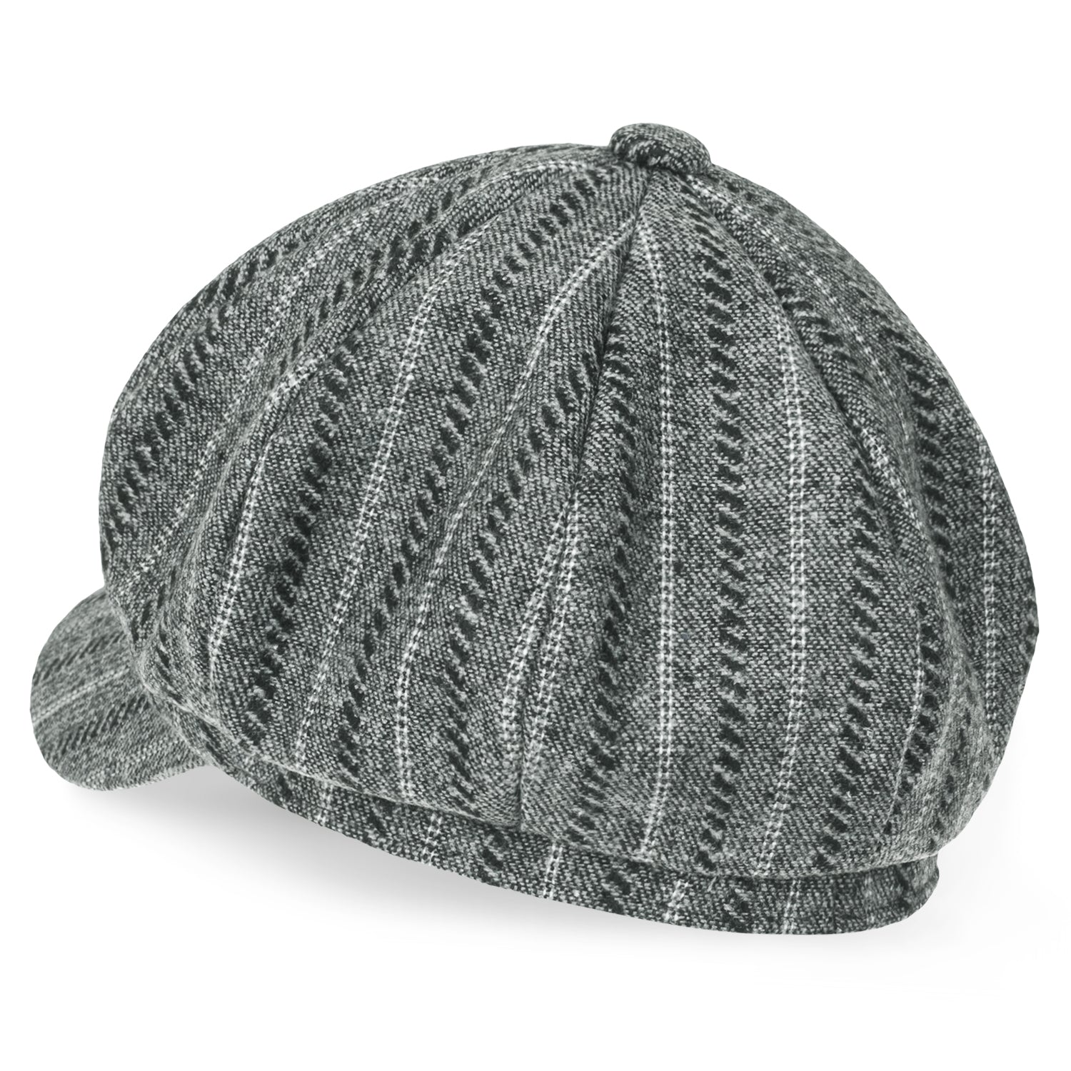 8-Pannel Wool-Blend Newsboy Cabbie Cap Stripe Duck Bill Flat Hunting Hat