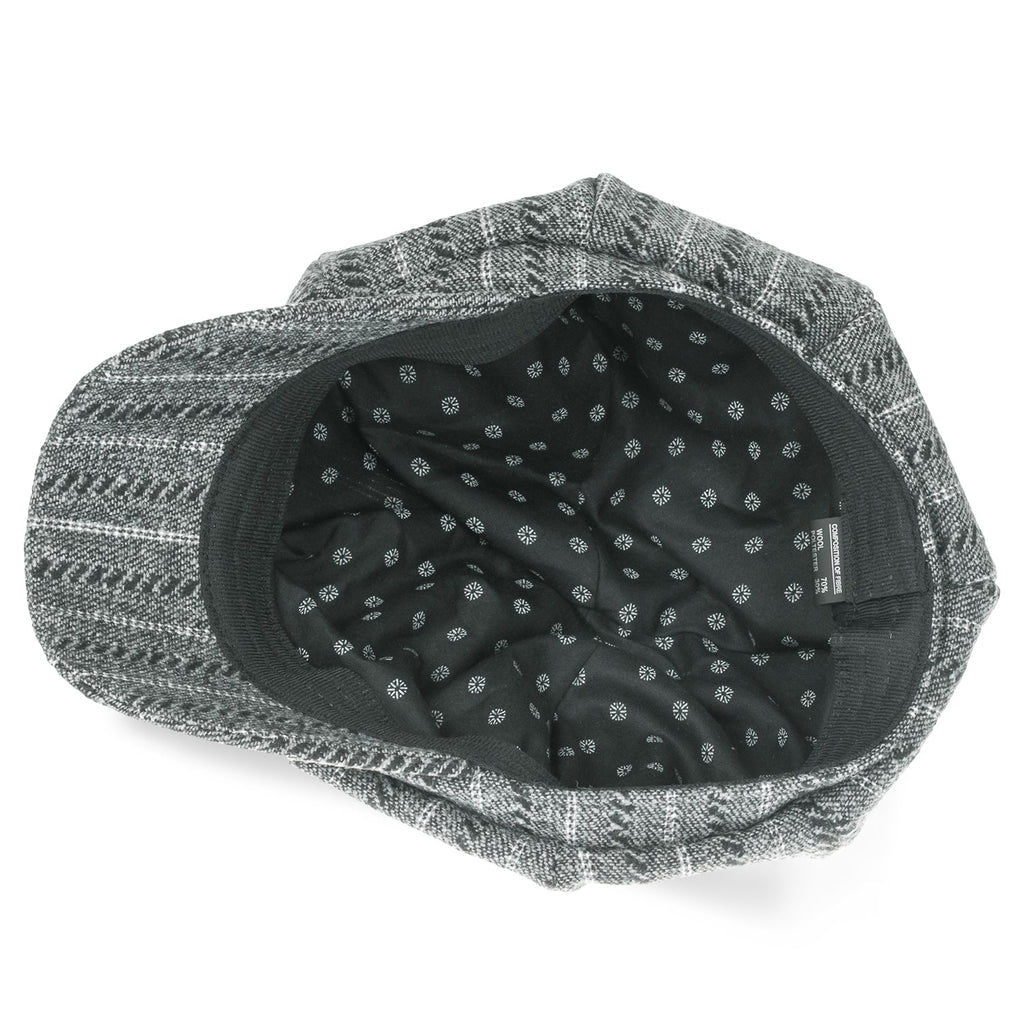 8-Pannel Wool-Blend Newsboy Cabbie Cap Stripe Duck Bill Flat Hunting Hat