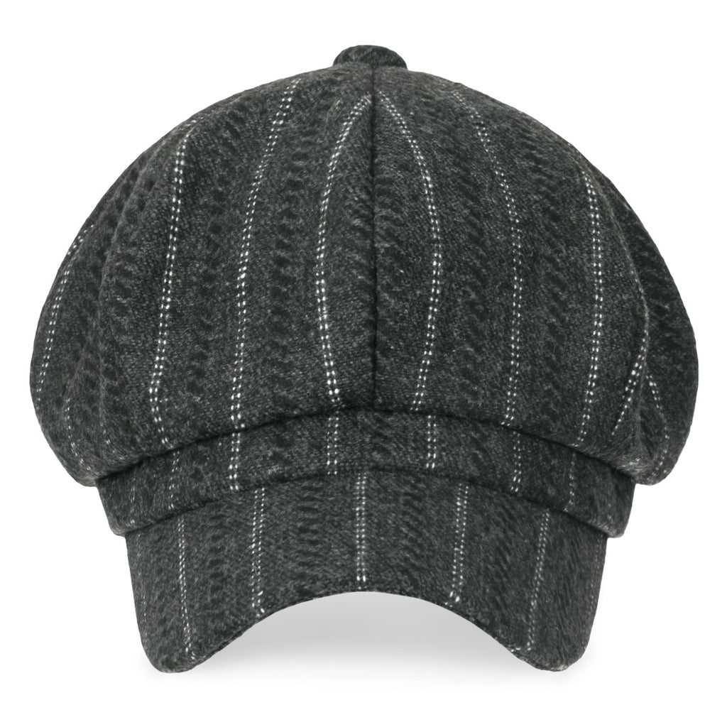 8-Pannel Wool-Blend Newsboy Cabbie Cap Stripe Duck Bill Flat Hunting Hat