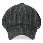 8-Pannel Wool-Blend Newsboy Cabbie Cap Stripe Duck Bill Flat Hunting Hat