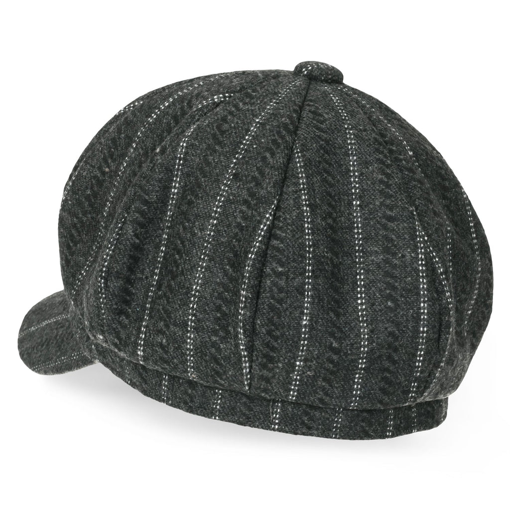 8-Pannel Wool-Blend Newsboy Cabbie Cap Stripe Duck Bill Flat Hunting Hat