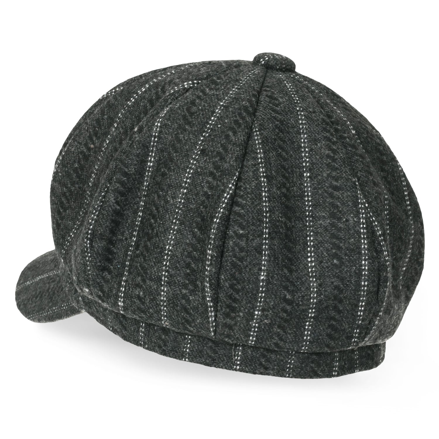 8-Pannel Wool-Blend Newsboy Cabbie Cap Stripe Duck Bill Flat Hunting Hat